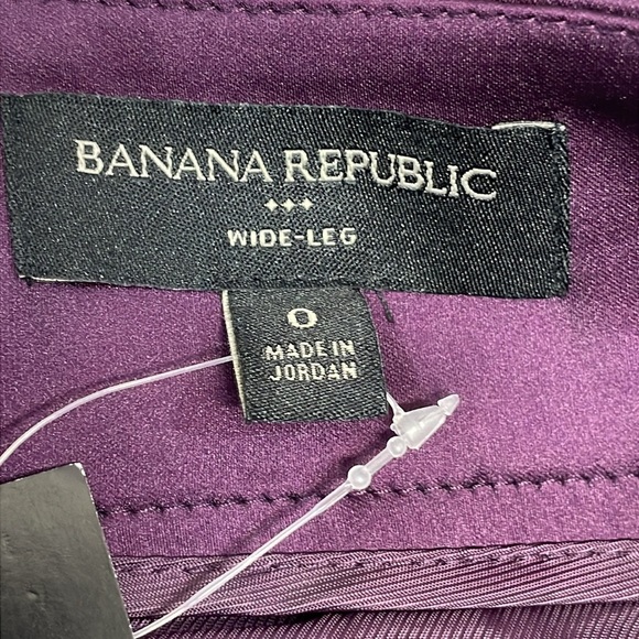NWT Banana Republic Satin Wide Leg High Rise Trouser Pants Plum Purple 0 - Picture 12 of 16